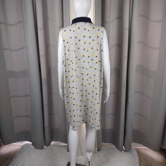 Chic Women's Blue, White, Yellow, Collared Cotton Blend Pineapple Dress Size 2X - Picture 4 of 11